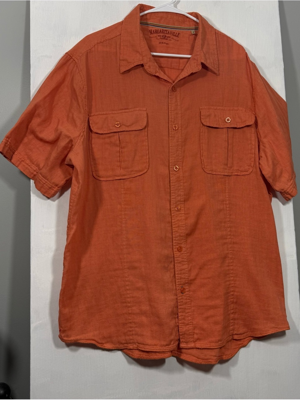 Margaritaville Men's Short Sleeve Button-Up Shirt — Orange